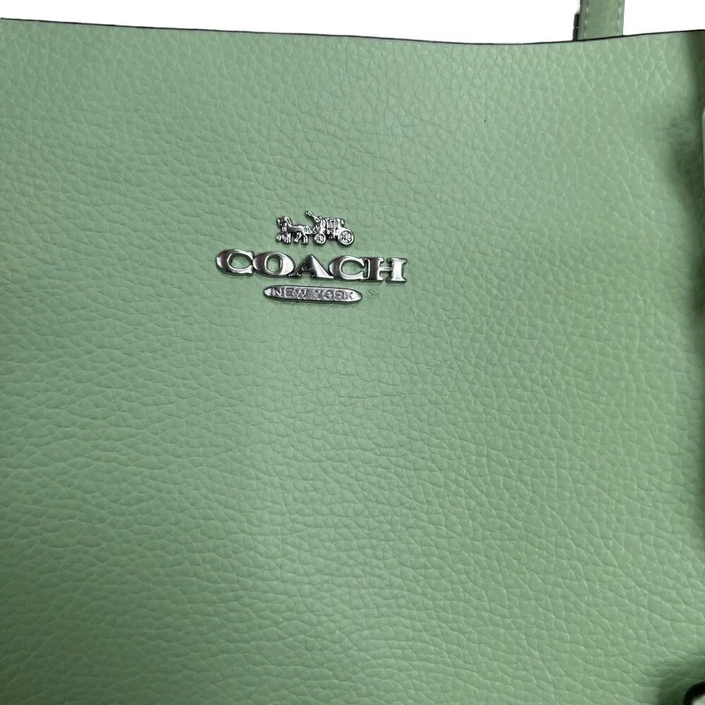 Coach Mollie Two Tone Cross Grain Leather Large Tote Bag in Light Pistachio and